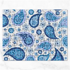 Retro Paisley Blue Rectangular Jigsaw Puzzl by snowwhitegirl