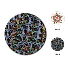Comic Books Pattern Playing Cards (round) by snowwhitegirl