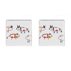 Children Children Drawing Flock Cufflinks (square) by Pakrebo