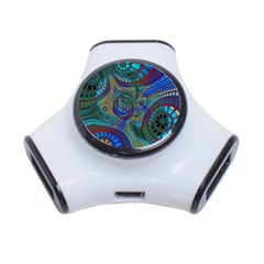 Fractal Abstract Line Wave Design 3-port Usb Hub by Pakrebo