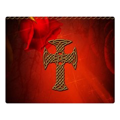 Wonderful Celtic Cross On Vintage Background Double Sided Flano Blanket (large)  by FantasyWorld7