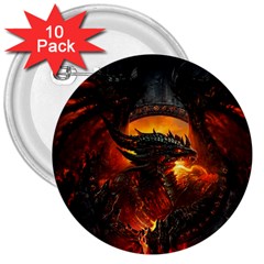 Dragon Legend Art Fire Digital Fantasy 3  Buttons (10 Pack)  by Sudhe