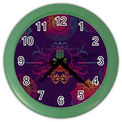 Boho Hamsa Mandala Color Wall Clock by lucia