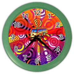 Boho Hippie Bus Color Wall Clock by lucia
