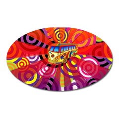 Boho Hippie Bus Oval Magnet by lucia