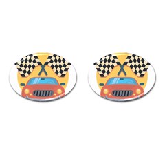 Automobile Car Checkered Drive Cufflinks (oval) by Sudhe