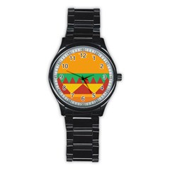 Burger Bread Food Cheese Vegetable Stainless Steel Round Watch by Sudhe