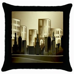 Architecture City House Throw Pillow Case (black) by Sudhe