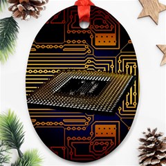 Processor Cpu Board Circuits Oval Ornament (two Sides) by Sudhe