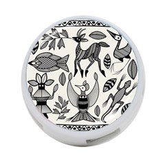 African Senufo Korhogo Tribal Ethnic Art Elements Vector 4-port Usb Hub (one Side) by BluedarkArt