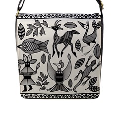 African Senufo Korhogo Tribal Ethnic Art  Flap Closure Messenger Bag (l) by BluedarkArt