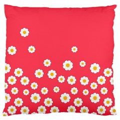 Flowers White Daisies Pattern Red Background Flowers White Daisies Pattern Red Bottom Large Cushion Case (one Side) by genx