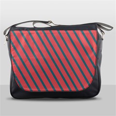 Living Coral Diagonal Stripes Messenger Bag by LoolyElzayat