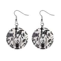 African Senufo Korhogo Tribal Ethnic Art  Mini Button Earrings by BluedarkArt