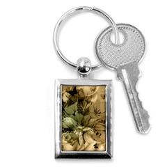 Wonderful Floral Design With Butterflies Key Chains (rectangle)  by FantasyWorld7