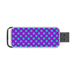 Turquoise Stars Pattern On Purple Portable Usb Flash (two Sides) by BrightVibesDesign