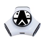 Black And White Geometric Design 3-Port USB Hub Front