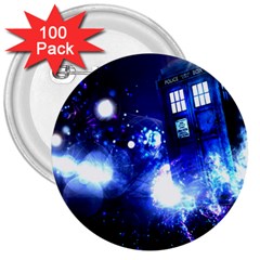 Tardis Background Space 3  Buttons (100 Pack)  by Sudhe