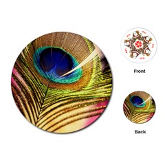 Peacock Feather Colorful Peacock Playing Cards (round) by Pakrebo
