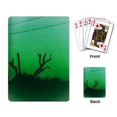 Creepy Green Scene Playing Cards Single Design by okhismakingart