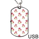 Cute Floral Drawing Motif Pattern Dog Tag USB Flash (Two Sides) Front