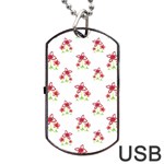 Cute Floral Drawing Motif Pattern Dog Tag USB Flash (Two Sides) Back