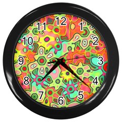 Colorful Shapes          Wall Clock (black) by LalyLauraFLM