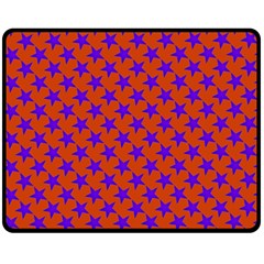 Purple Stars Pattern On Orange Fleece Blanket (medium)  by BrightVibesDesign
