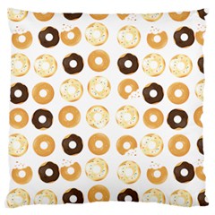 Donuts Pattern With Bites Bright Pastel Blue And Brown Cropped Sweatshirt Large Cushion Case (two Sides) by genx