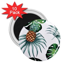 Pineapple Tropical Jungle Giant Green Leaf Watercolor Pattern 2 25  Magnets (10 Pack)  by genx