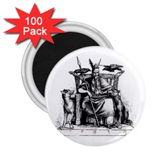 Odin On His Throne With Ravens Wolf On Black Stone Texture 2 25  Magnets (100 Pack)  by snek
