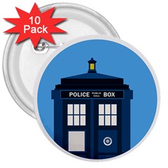 Doctor Who Tardis 3  Buttons (10 Pack)  by Sudhe