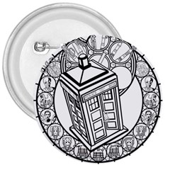 Bad Wolf Tardis Art Drawing Doctor Who 3  Buttons by Sudhe