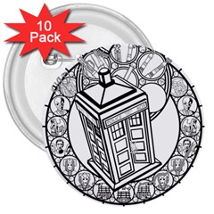 Bad Wolf Tardis Art Drawing Doctor Who 3  Buttons (10 Pack)  by Sudhe