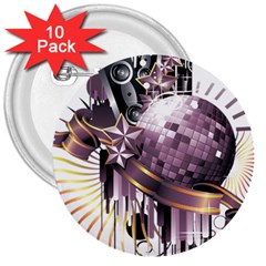 Nightclub Disco Ball Dj Dance Speaker 3  Buttons (10 Pack)  by Sudhe