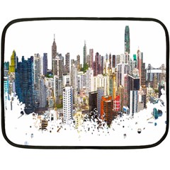 Hong Kong Skyline Watercolor Painting Poster Fleece Blanket (mini) by Sudhe
