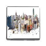 Hong Kong Skyline Watercolor Painting Poster Memory Card Reader (Square 5 Slot) Front