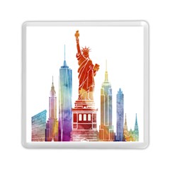 New York City Poster Watercolor Painting Illustrat Memory Card Reader (square) by Sudhe