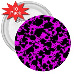 Black And Pink Leopard Style Paint Splash Funny Pattern 3  Buttons (10 Pack)  by yoursparklingshop