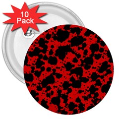 Black And Red Leopard Style Paint Splash Funny Pattern 3  Buttons (10 Pack)  by yoursparklingshop