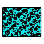 Bright Turquoise and Black Leopard Style Paint Splash Funny Pattern Double Sided Fleece Blanket (Small)  45 x34  Blanket Front
