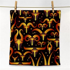 Stylised Horns Black Pattern Face Towel by HermanTelo