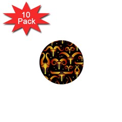 Stylised Horns Black Pattern 1  Mini Buttons (10 Pack)  by HermanTelo
