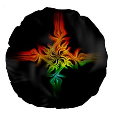 Smoke Rainbow Abstract Fractal Large 18  Premium Flano Round Cushions by HermanTelo
