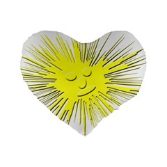 Smilie Sun Emoticon Yellow Cheeky Standard 16  Premium Heart Shape Cushions by HermanTelo