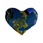 Map Geography World Standard 16  Premium Flano Heart Shape Cushions Front
