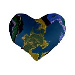 Map Geography World Standard 16  Premium Flano Heart Shape Cushions Back