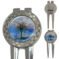 Tree Moon Sky Watercolor Painting 3-in-1 Golf Divots by Pakrebo