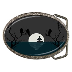 Birds Moon Moonlight Tree Animal Belt Buckles by HermanTelo