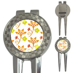 Pattern Floral Spring Map Gift 3-in-1 Golf Divots by HermanTelo